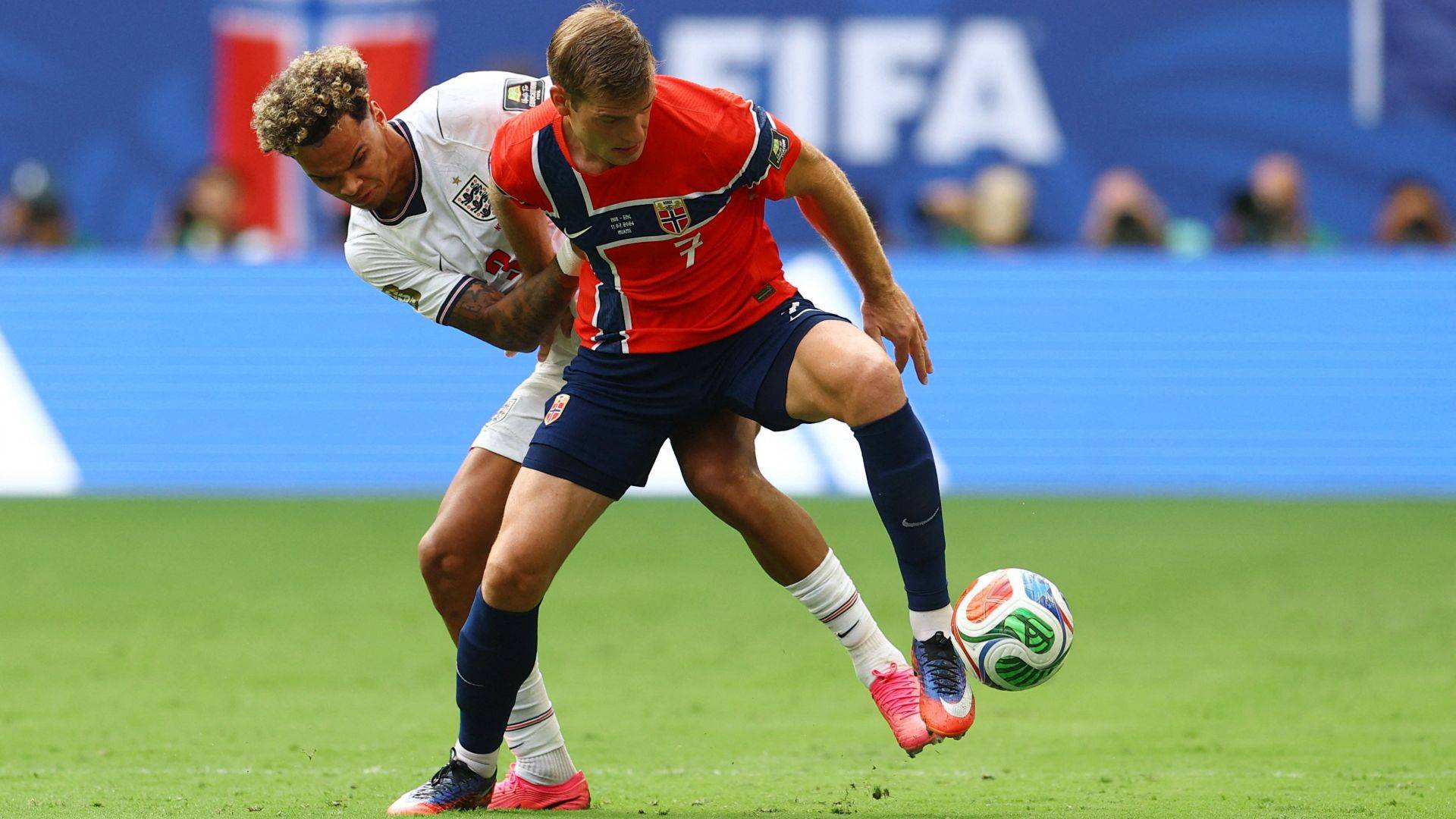 Alexander Sorloth em jogo da Noruega contra Inglaterra, em 11 de julho de 2026 (Foto: IMAGN IMAGES via Reuters/Nathan Ray Seebeck)
