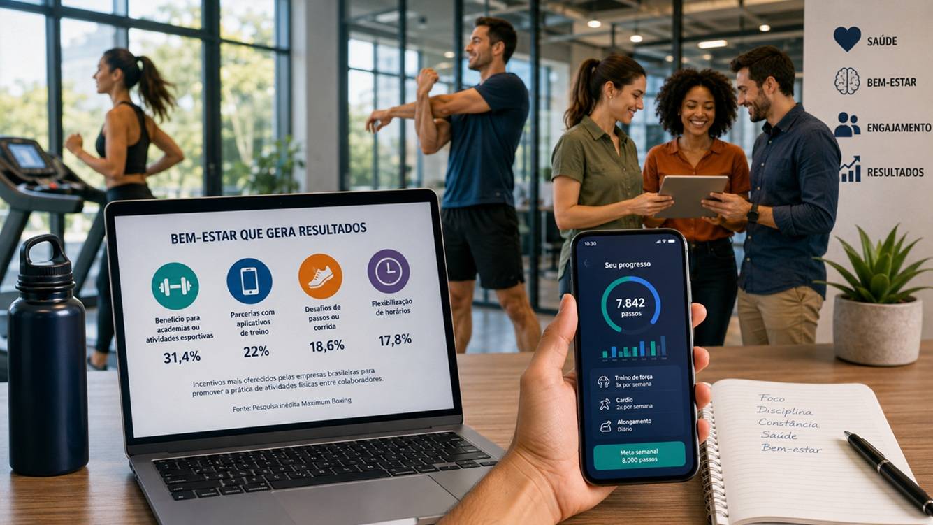 Cresce no mercado a percepção de que oferecer acesso à academia não garante, por si só, que os profissionais consigam incorporar a atividade física à rotina (Foto: Inteligência Artificial)