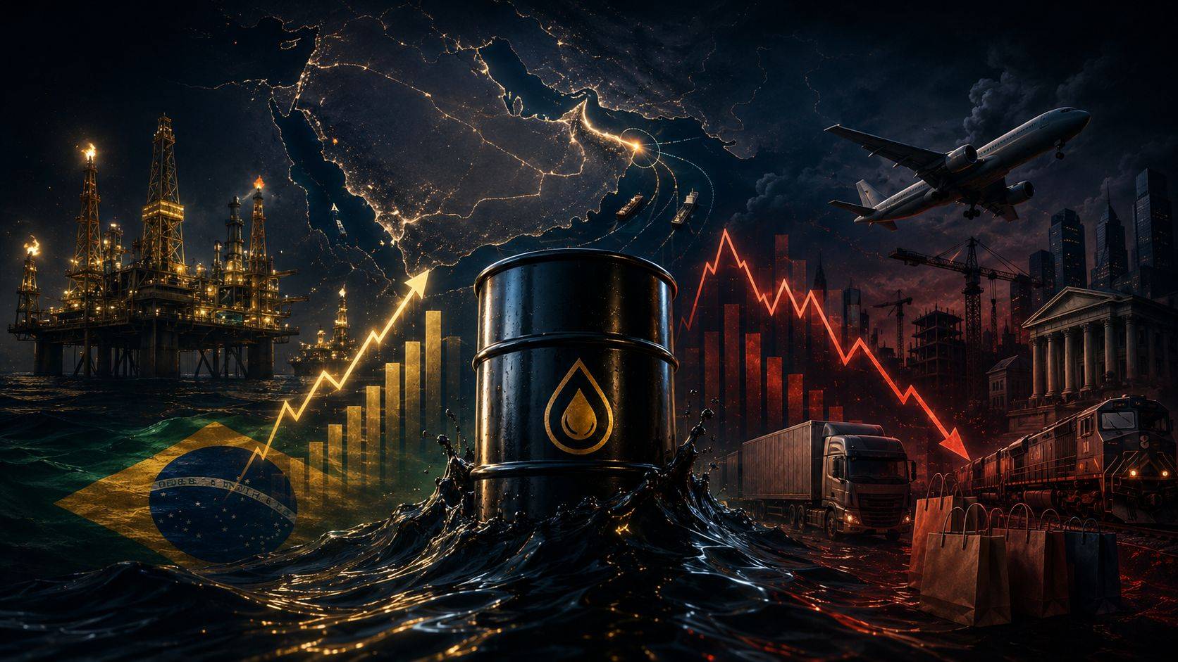 Petróleo mais caro divide a Bolsa entre petroleiras beneficiadas e setores pressionados por combustíveis, dólar e juros.