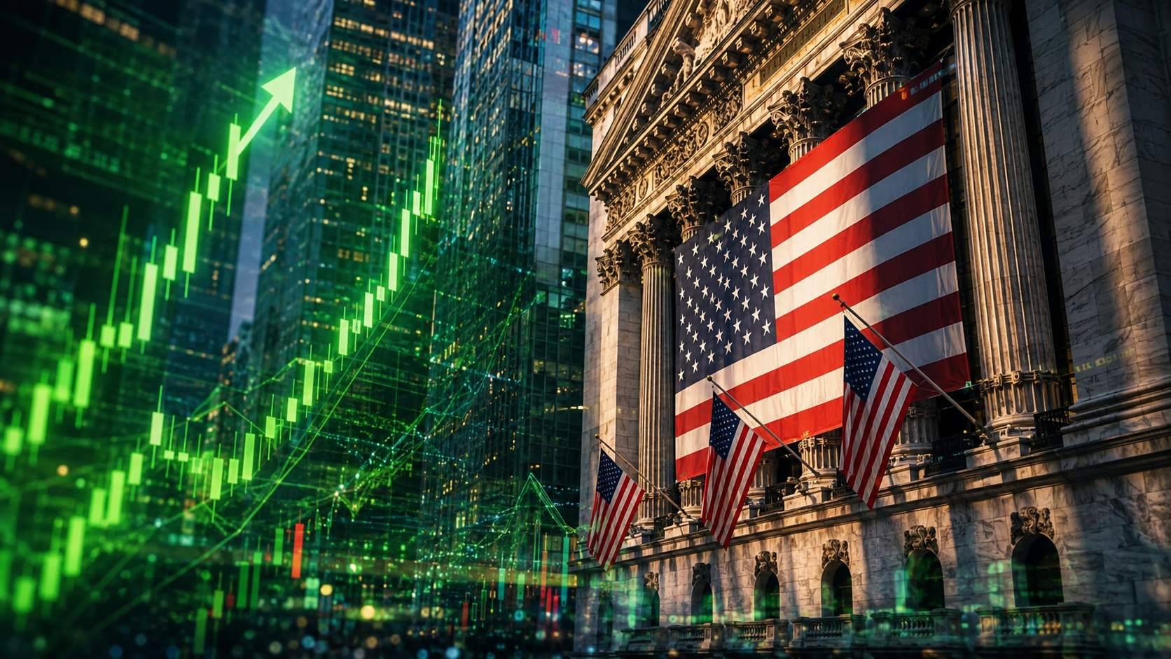Wall Street em alta. Imagem gerada com uso de IA