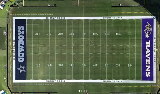 Foto revela transformação do gramado do Maracanã para jogo entre Ravens e Cowboys