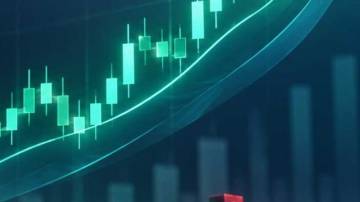 Ilustração abstrata do mercado financeiro com gráfico de alta e redução de posições vendidas na Bolsa