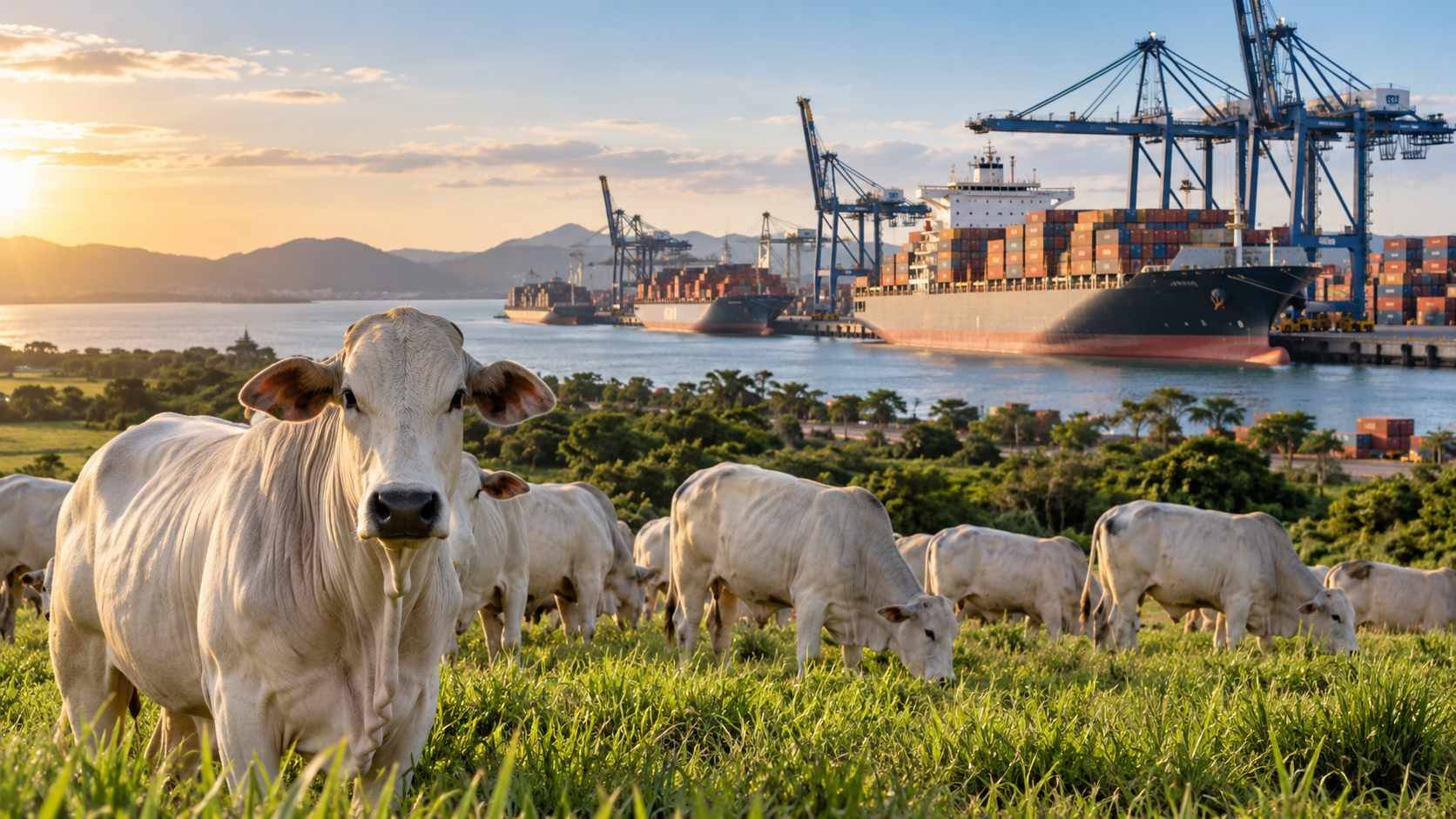 gado, pecuária, carne bovina, exportação, agronegócio, agro, porto, navio cargueiro, contêineres, comércio exterior, comércio internacional, Brasil.