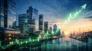 Ibovespa dispara com blue chips e bancos. Imagem gerada com uso de IA