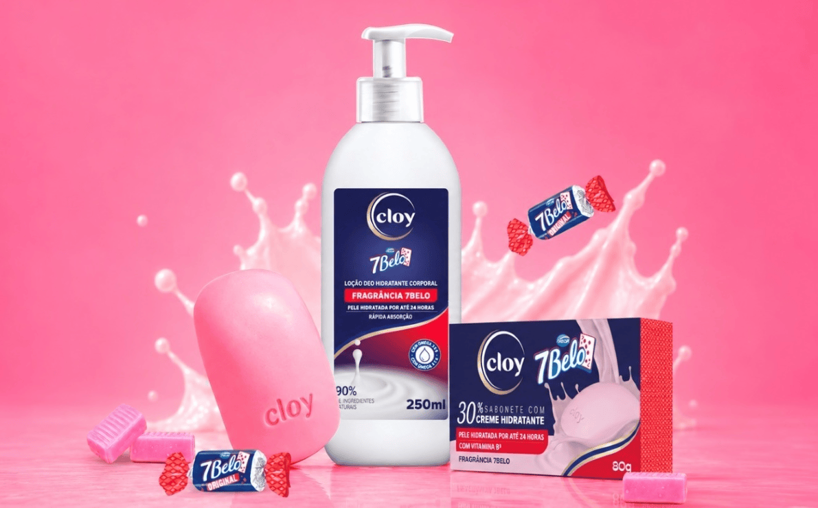 Bala 7Belo vira sabonete e hidratante corporal com fragrância inspirada no doce