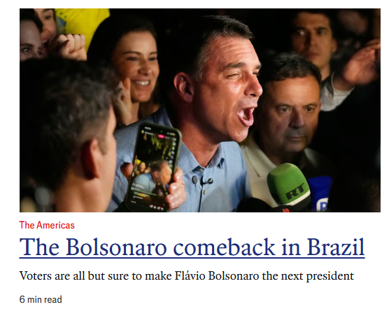 The Economist: Flávio é favorito no 2º turno e Lula terá que buscar eleitor de centro