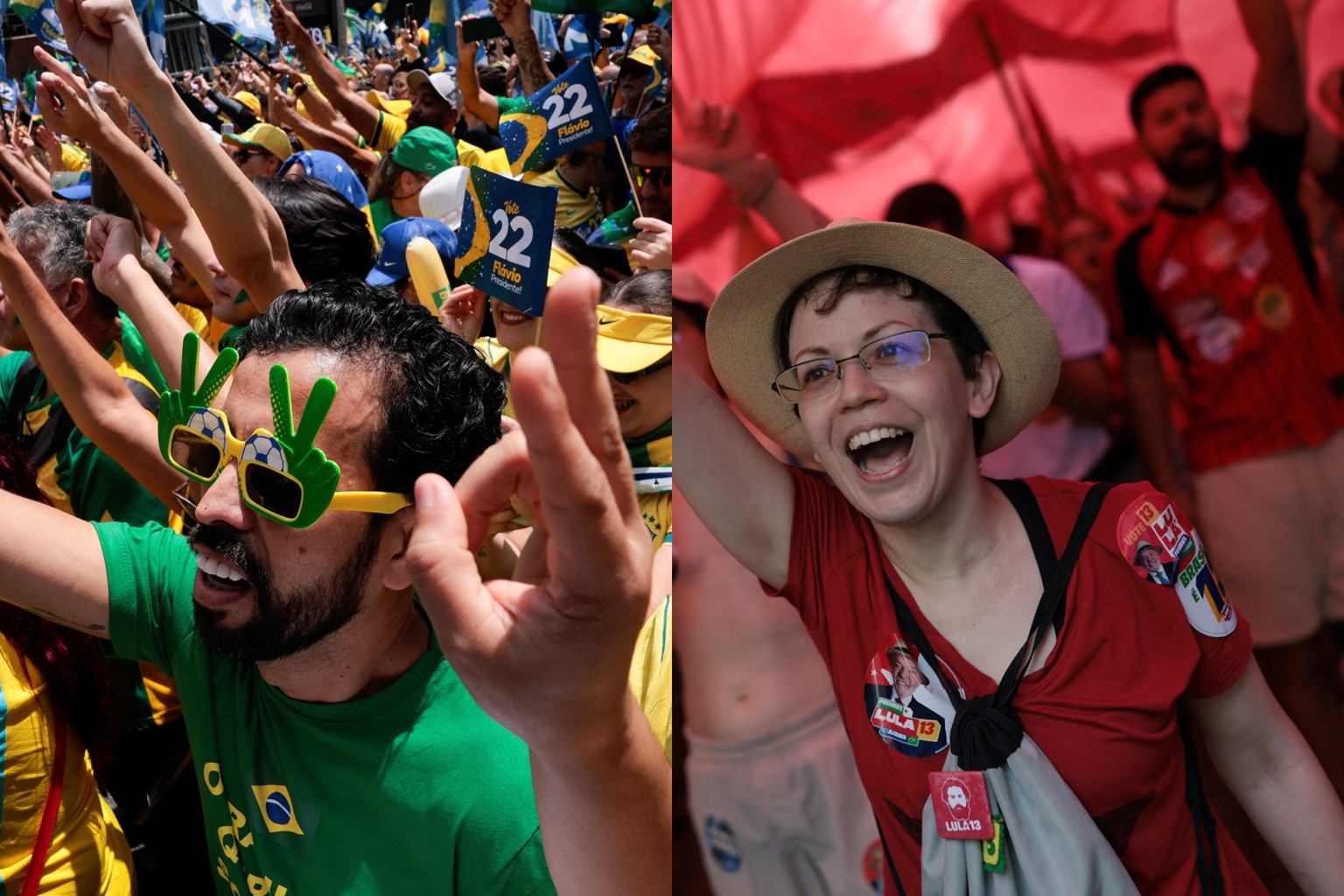 Apoiadores de Flávio e Lula vão às ruas a uma semana do 2º turno; veja imagens